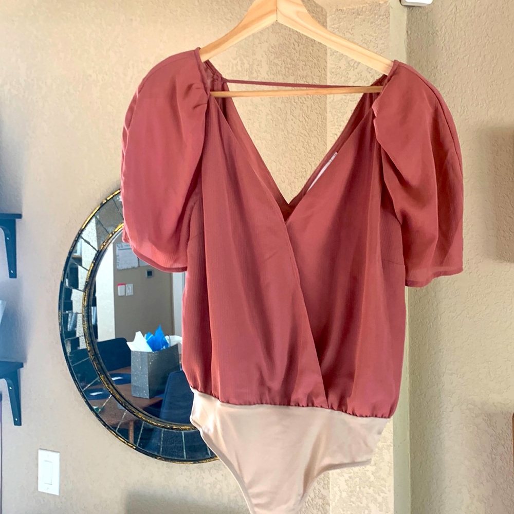 Dusty rose bodysuit with fun open back